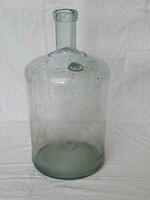 Régi vintage 10L pecsétes halvány zöld huta üvegpalack