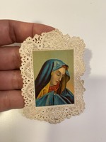 Art Nouveau, Latin, religion, prayer picture, prayer tag, Jesus, Mary, lace, litho with lace, litho