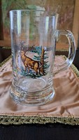 Glass jug deer motif