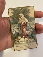 Art Nouveau, Latin, religion, prayer picture, prayer card, Jesus, cross, gilded holy picture, Mary