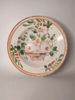 Old painted folk hard terracotta wall plate