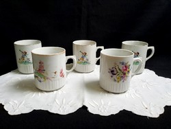 5 db régi Zsolnay porcelán bögre, csésze, virágos és gyerek mintás