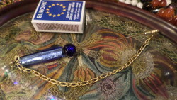 15 cm, interesting, hat or scarf pin, in good condition, handmade, with blue glass beads.