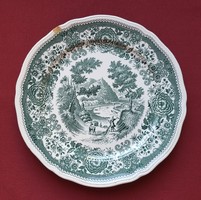 Villeroy & Boch Burgenland Mettlach német porcelán zöld jelenetes lapos tányér tál