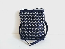 New blue women's bag with blue-silver braided pattern, shoulder bag