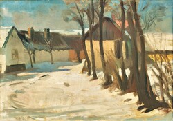 János Szurcsik (1931 - ) winter landscape c. Gallery painting with original guarantee!