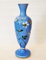 Gyönyörű antik festett tejüveg váza, 19. sz.