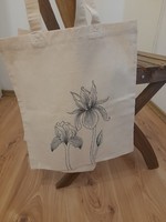 Irises. ~ Painted canvas bag