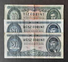 10 forint 1962 * 20 forint 1969-1975 (3 db)