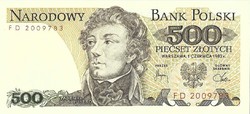 500 zloty zlotych 1982 Lengyelország UNC