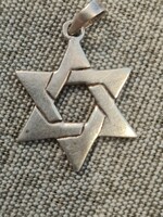 Antik ezüst medál Dávid csillag, zsidó szimbólum, judaika