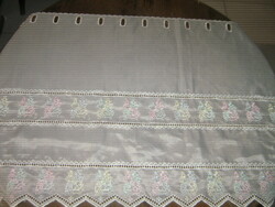 Small cross-stitch stained glass curtain embroidered in beautiful vintage-style fabric
