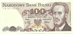 100 zloty zlotych 1988 Lengyelország UNC