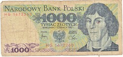 Poland 1000 zlotys 1982 wood