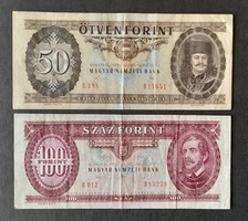 50 forint 1989 - 100 forint1992 (2 db)