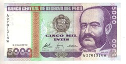 2 X 5000 intis serial number tracker 1988 peru unc