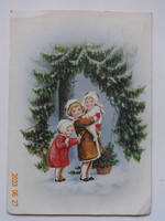Régi grafikus karácsonyi üdvözlő képeslap - Hatvany Józsefné grafika