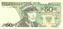 50 zloty zlotych 1988 Lengyelország UNC