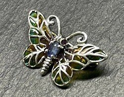 Butterfly silver brooch with marcasite and fire enamel silver /925/ --new