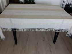 Large (135x240 cm) beige-white tablecloth