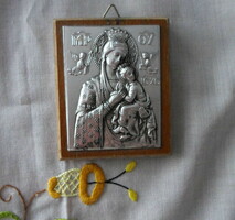 Mary and Jesus icon (metal plate, wooden plate)