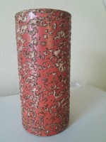 Retro, terracotta-colored, marked ceramic vase