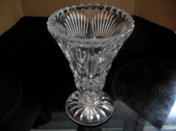 Etched antique crystal pedestal vase