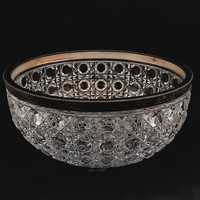 Baccarat French large crystal bowl with silver-plated metal rim, 23 cm