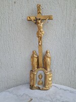 Gilded holy trinity, Jesus Christ crucifix, home blessing.