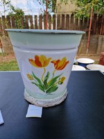 Xz030 retro Budafok floral enamel bucket