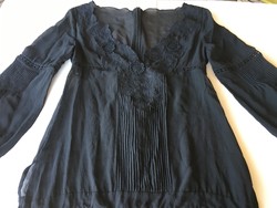 Black sheer twill blouse (a011)