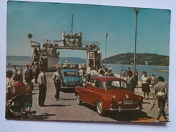 Régi postatiszta képeslap: Balaton, komp (1965)