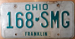 Régi amerikai rendszám rendszámtábla 168-SMG Ohio Franklin USA . 1.