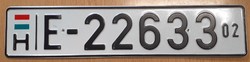 Hungarian license plate number plate e-22633 1.