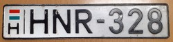 Hungarian license plate number plate hnr-328 1.