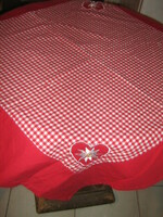 Beautiful Bavarian-style red and white checkered heart tablecloth