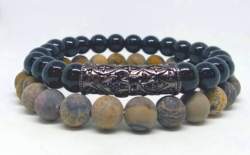 Men's mineral bracelet set, made of onyx agate and matte jasper beads 300(1)