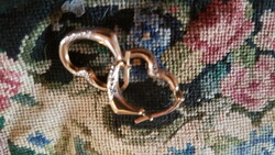 Heart-shaped silver earrings (gold-plated with silver embossed pattern) Jordan brand finger jewelry
