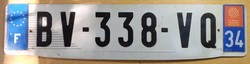 Francia rendszám rendszámtábla BV-338-VQ 1.