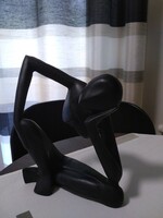 Modern Black Ebony Sculpture 'Thinking'