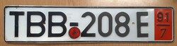 German license plate number plate tbb 208 e