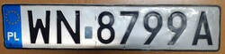 Polish license plate number plate wn 8799a