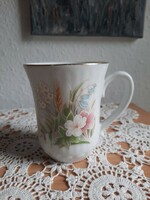Bohemia porcelain mug, with flower pattern decoration, second half of the 20th century, completely new