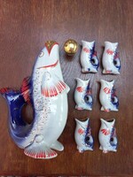 Hal alakú orosz italos porcelán készlet