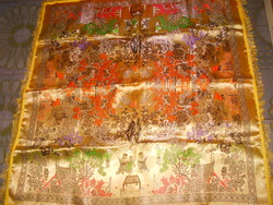 Szép-soha sem használt kínai szövött selyem terítő 90 cm X 90 cm + rojt-Életkép