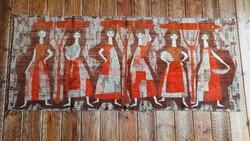 Retró "Eriko" falikárpit, nőalakokkal, mokett, 175 x 75 cm