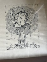 Ink and pen drawing by Lajos Petőcz entitled Tree of Life