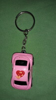 Retro pink vw beetle small car figurine key ring as shown in the pictures