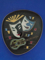 Retro wall plate with theater masks ca. 1970