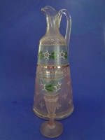 Antique wine - liquor jug with glass